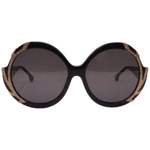 Oversized Round Sunglasses w/ Crystals